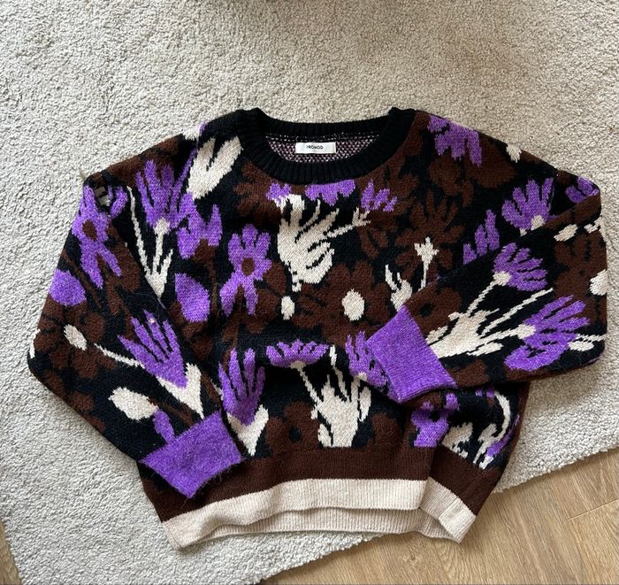 Pull Promod taille L à fleurs automne/hiver femme - photo numéro 3