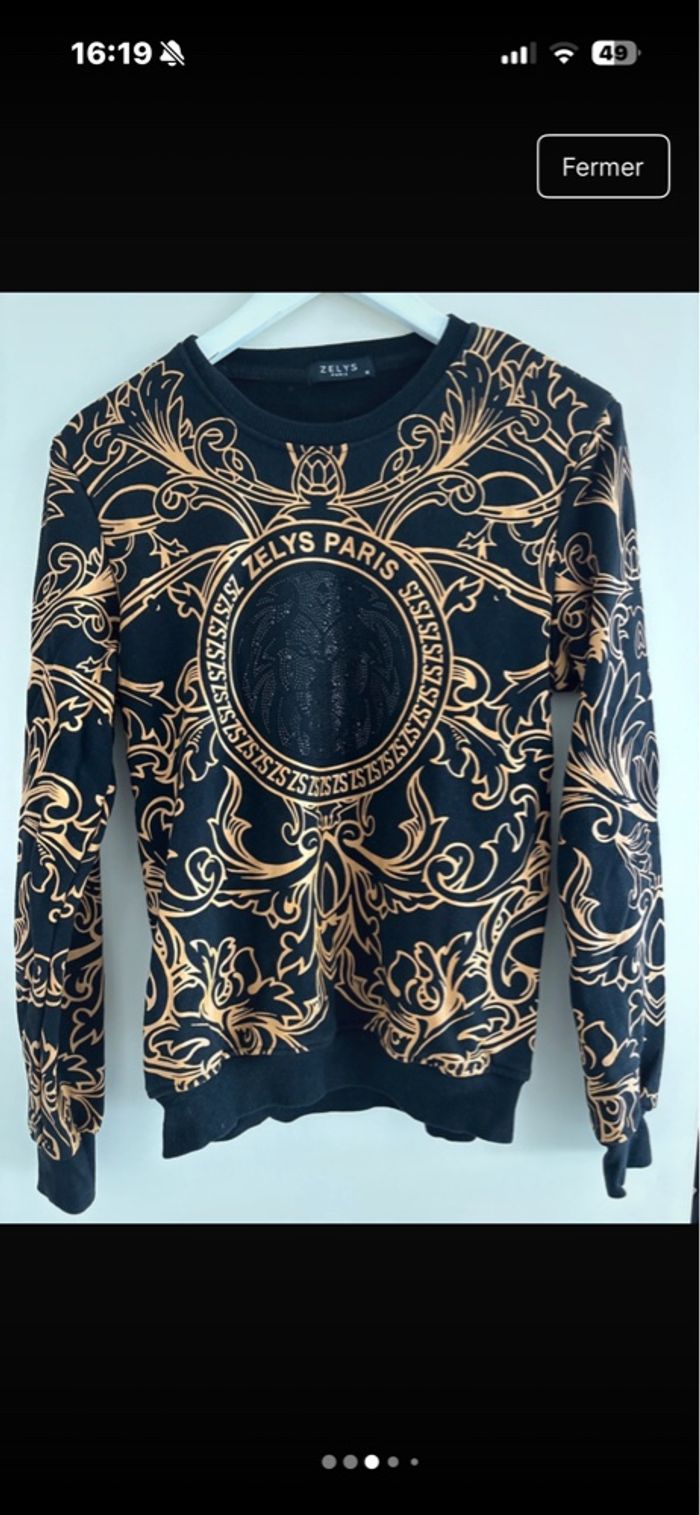 Pull ZELYS Paris - Noir & Or - Taille M unisexe M / 38 / 10 • Très bon état • Coton - photo numéro 2