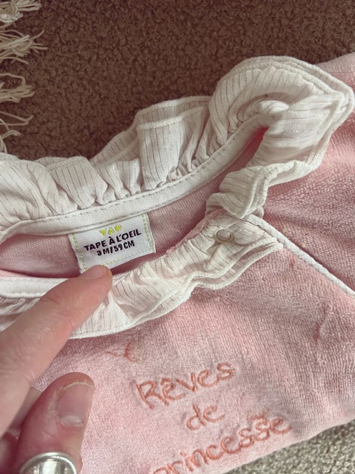 Pyjama velours rose tape à l'œil tao princesse - photo numéro 3