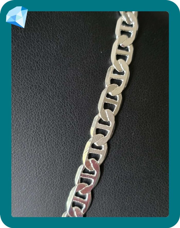 Collier maille Marine 5mm 55cm plaquage argent - photo numéro 3