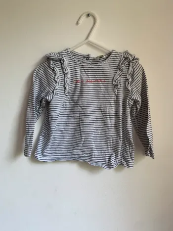 Haut marinière rayé bleu/blanc à volants – Tape à l’œil – 36 mois