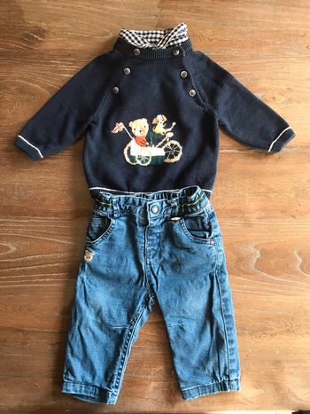 Ensemble trop beau sergent major style British, jean et pull chaud