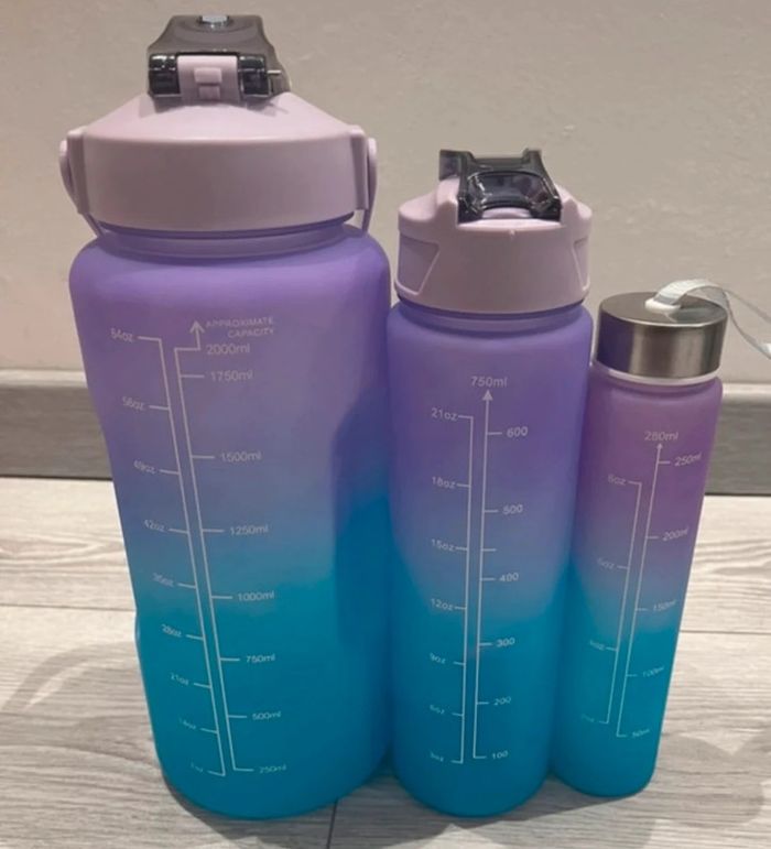 Lot de 3 gourdes avec paille
