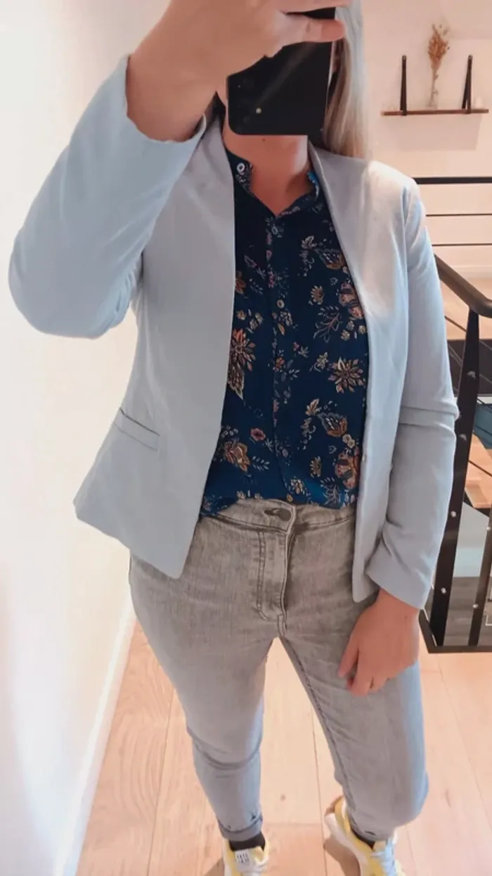Veste bleu clair chiné - photo numéro 2
