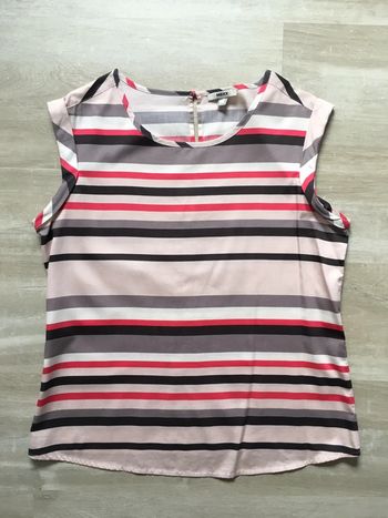 Blouse sans manches « Mexx » tons roses, gris et noirs taille 40