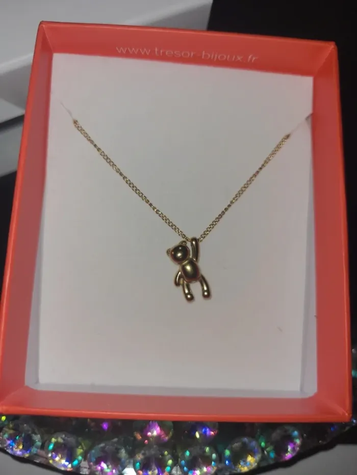 Collier pendentif ourson suspendu en acier inoxydable