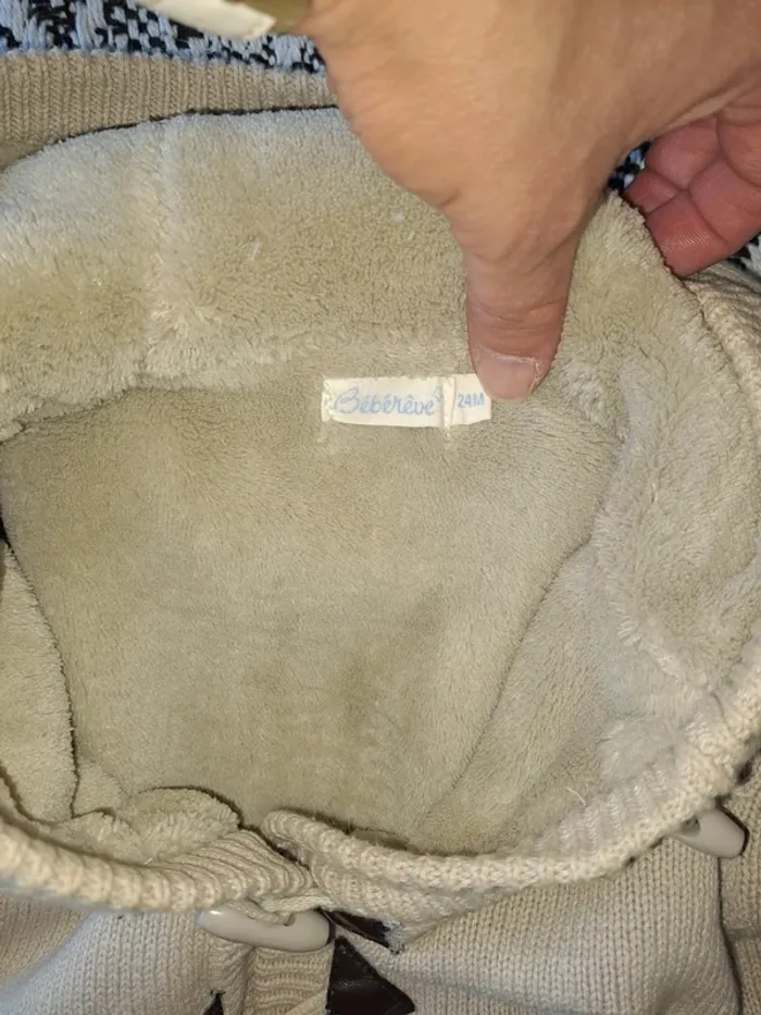 Gilet bien chaud beige bébérêve 24 mois super état - photo numéro 4