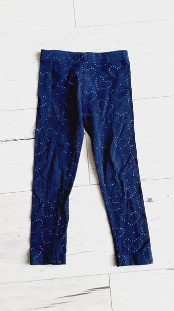 Vêtement fille pantalon legging bleu marine motifs coeurs brillants Tissaia 3 ans