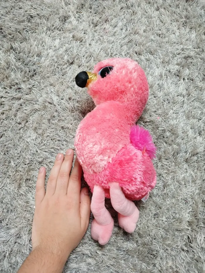 Jolie grande peluche flamant rose grand yeux - photo numéro 3