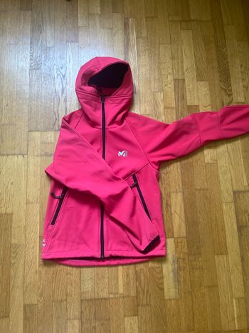 Veste Millet femme rose coupe vent softshell capuche taille S sport