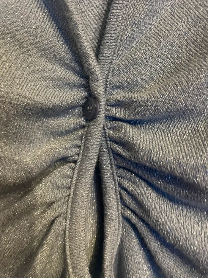 Blouse pull en lurex paillettes bleu Zara taille L - photo numéro 3