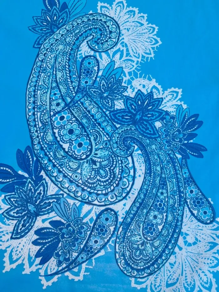 Superbe tee-shirt bi-matière 👕 bleu à motifs - T40/L - Sixth sense - photo numéro 5