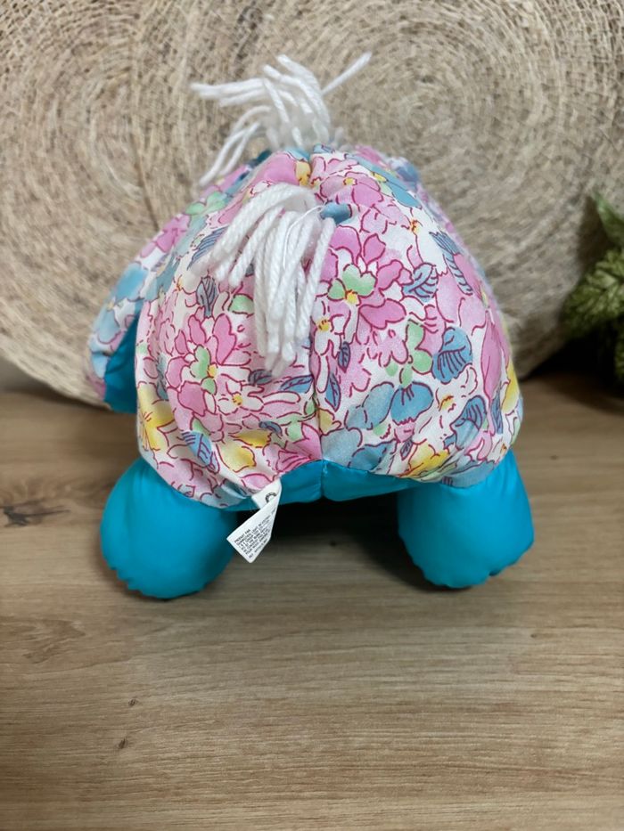 Vintage peluche chien puffalump bleu fleurs rose Silvertoys - photo numéro 4