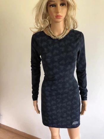 Robe bleue marine et dorée à manches longues Superdry taille S TBE