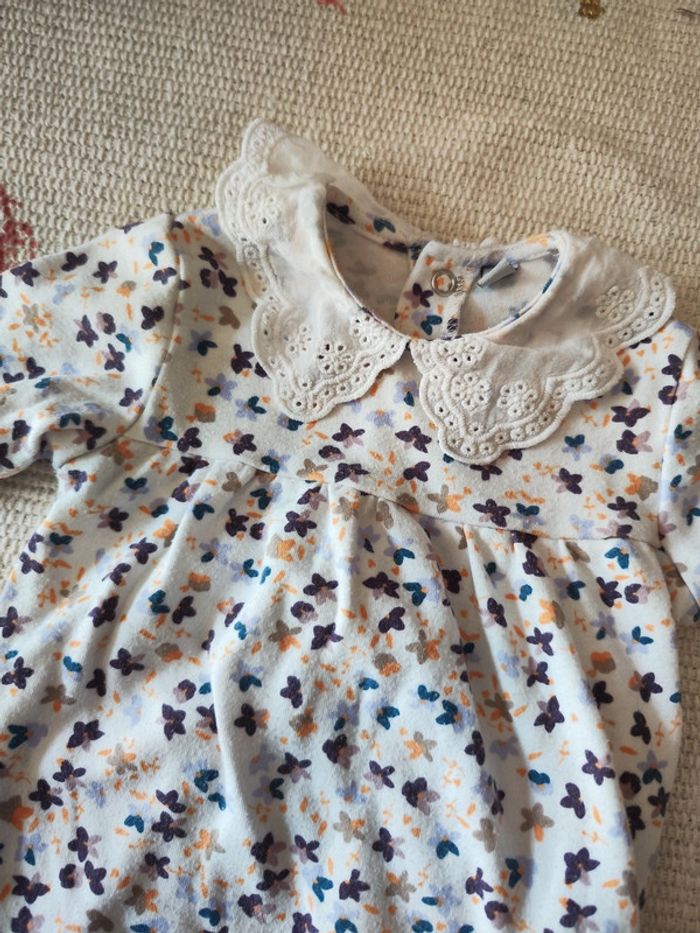 Pyjama col claudine motif fleuris - photo numéro 2