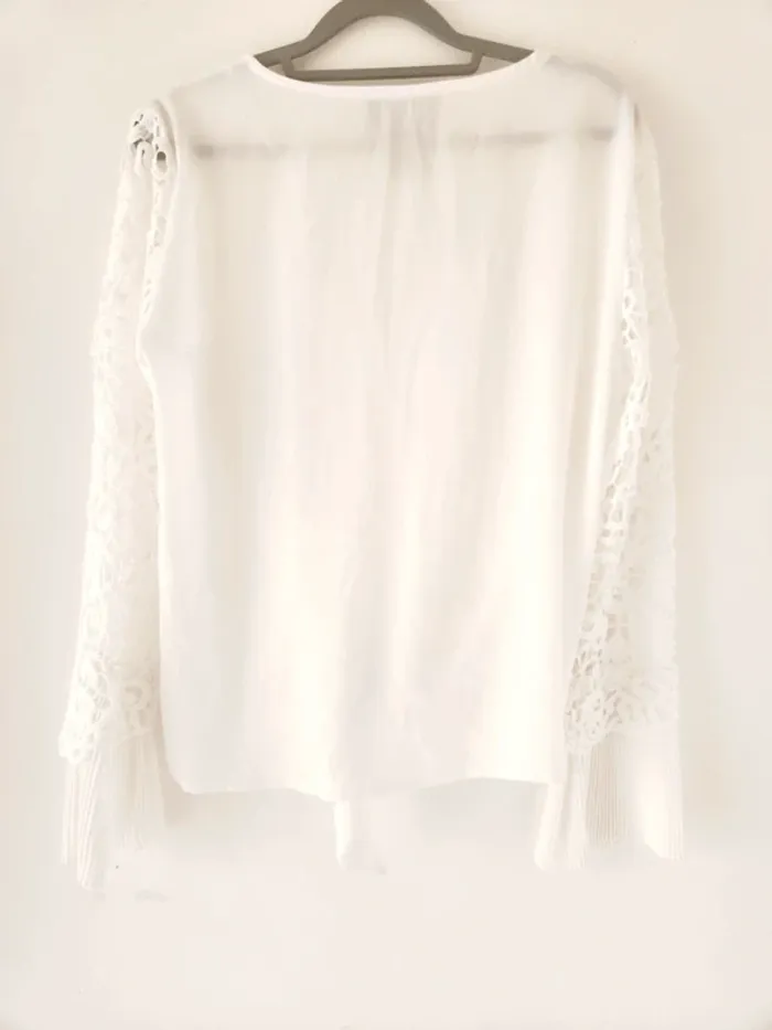 Blouse blanche Frank Lyman – Taille 38 – Manches dentelle - photo numéro 3