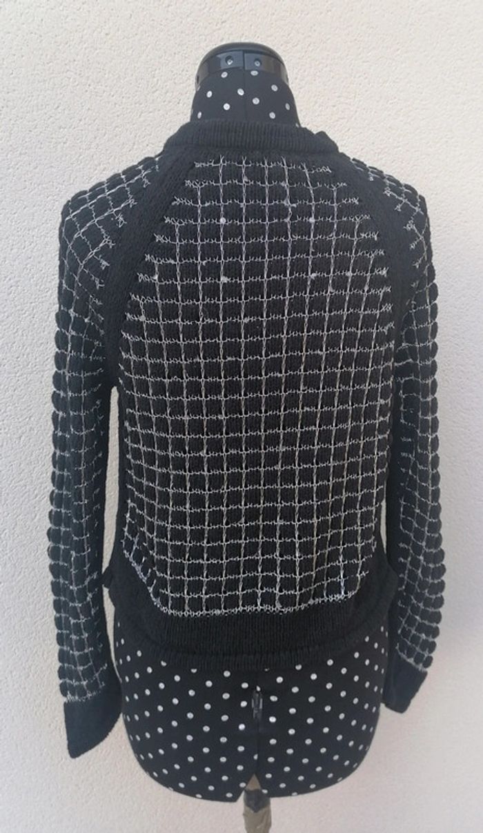 Veste / cardigan noir argenté ajouré Taille M Cop Copine - photo numéro 5
