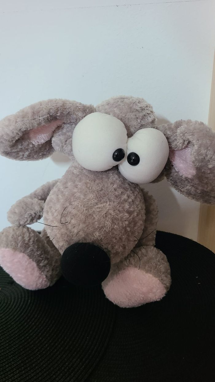 DOUDOU PELUCHE LOGITOYS SOURIS GRIS ROSE - photo numéro 2