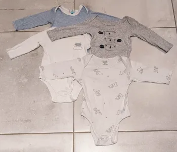 Lot de 4 bodies manches longues - garçon - 9 mois