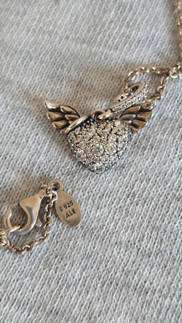 Collier pandora cœur ailes argent - photo numéro 3