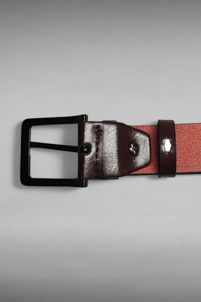 Ceinture cuir marron foncé Boucle acier noire 120CM - photo numéro 3