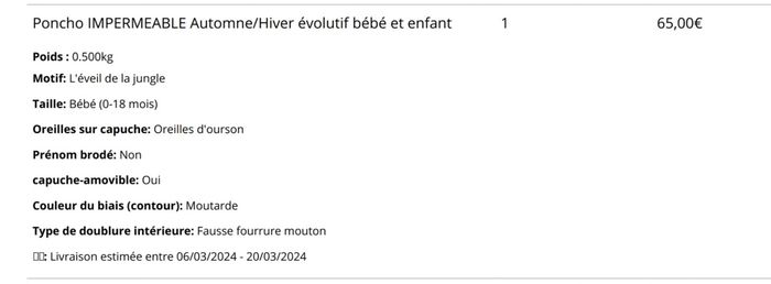 Poncho polaire imperméable bébé - photo numéro 7