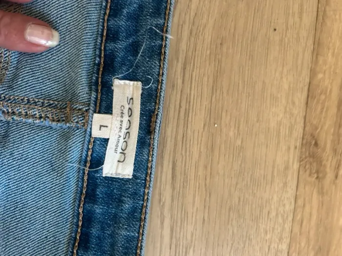 Season jupe jeans fendu mi longue bleu taille L/40 - photo numéro 5