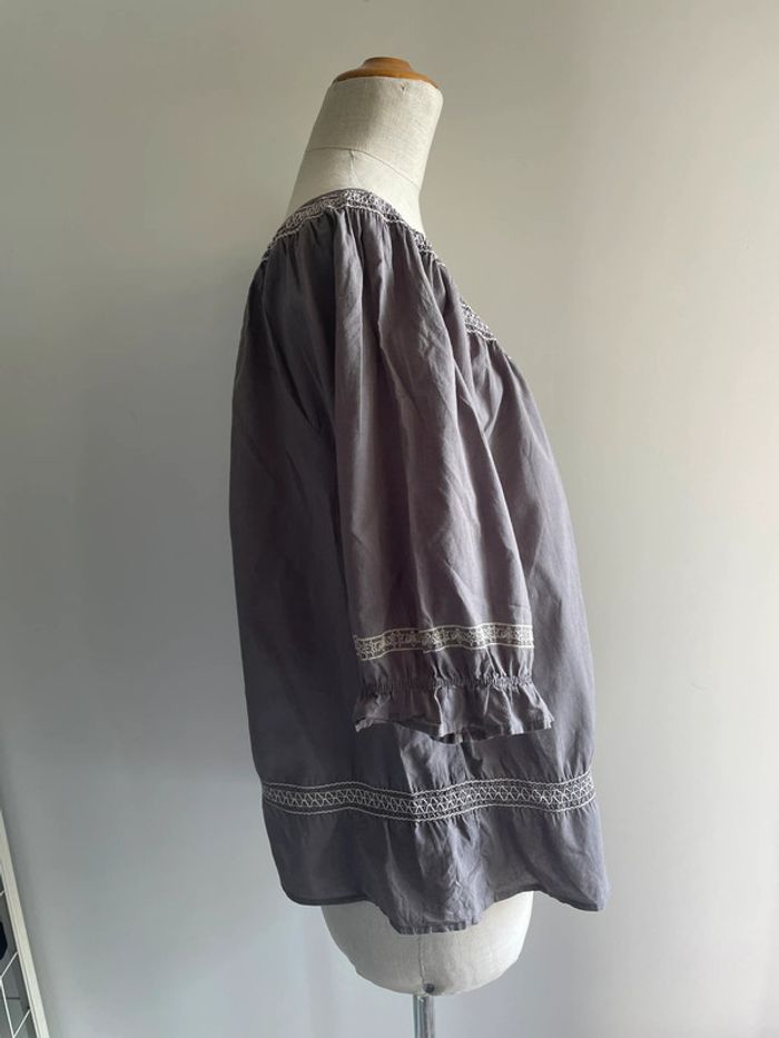 Blouse grise brodée Bandolinoblu L - photo numéro 3