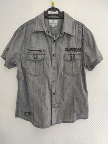 Chemise manches courtes Deeluxe 12 ans noire et blanche