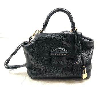 Sac à main cuir / Mac Douglas / noir / avec pression / cadenas et clé / bandoulière