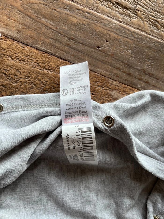 Pyjama coton gris La redoute 3 mois - photo numéro 3