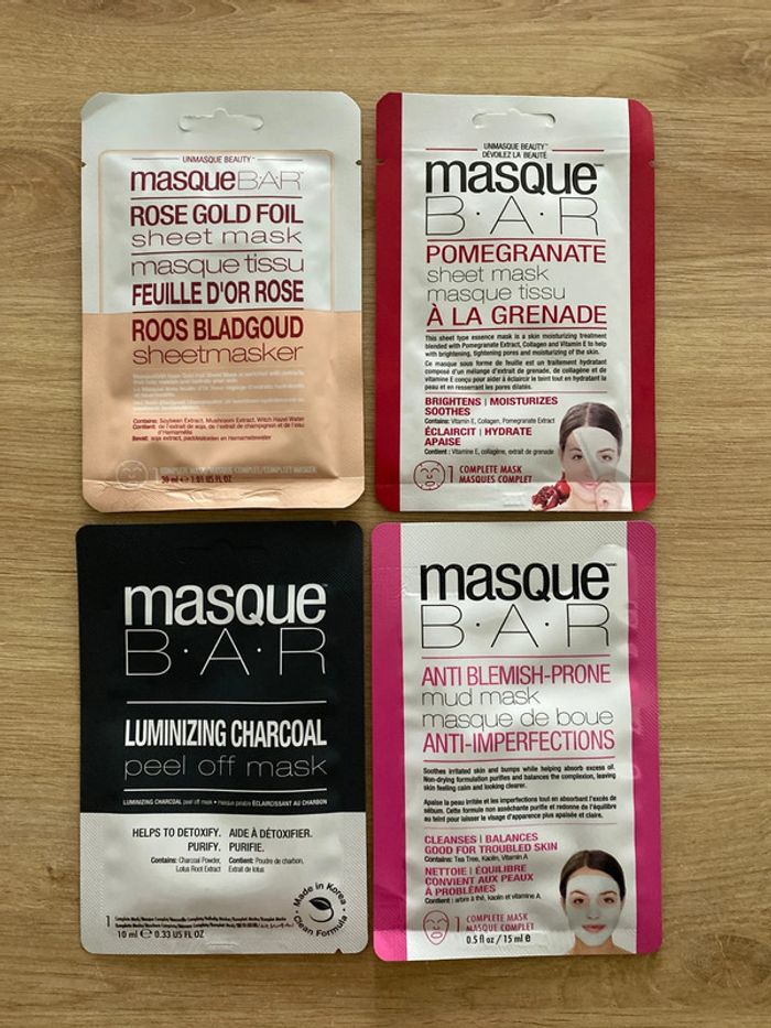 Lot de 4 masques visage neuves