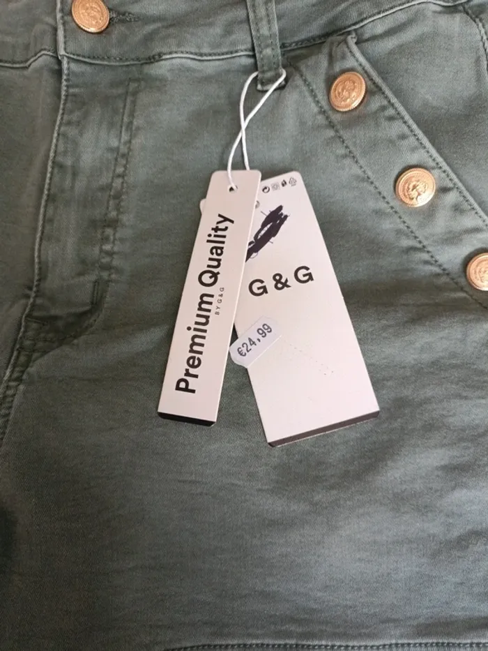 Short matière jeans elastanne kaki - photo numéro 7
