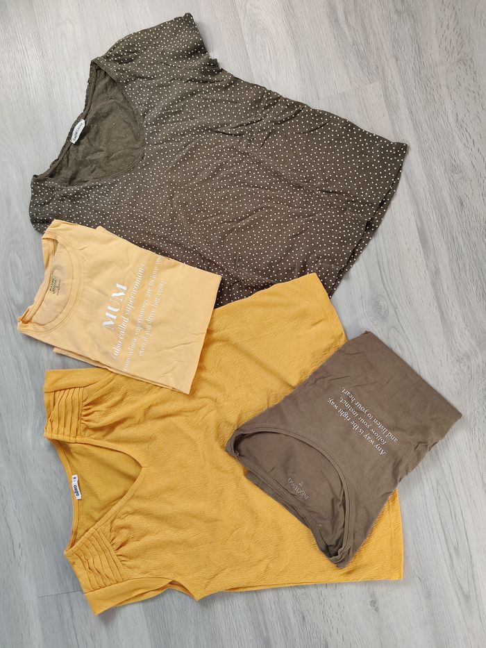 Lot de 4 tee shirt Cache cache Kiabi + kaki et jaune Taille S