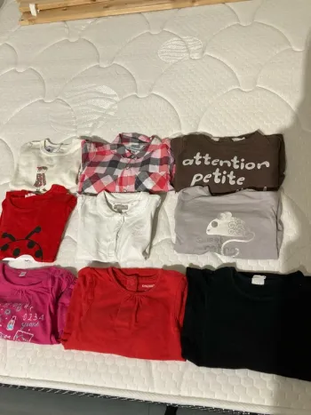 Lot tee-shirts ml et mc 18 mois