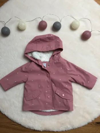 Imperméable chaud rose à pois blancs - Primark 3 mois 62cm