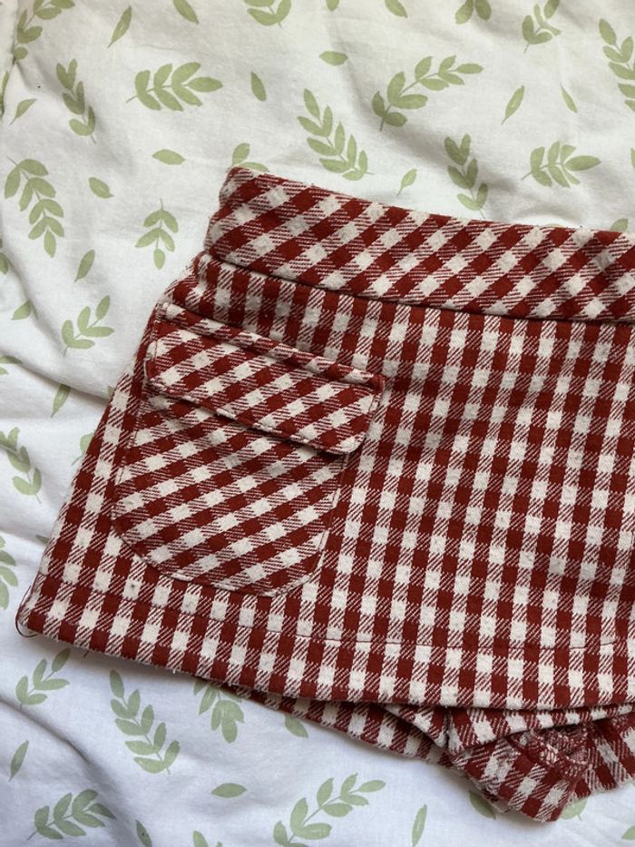 jupe short vichy bordeaux et beige sergent major taille réglable 2 ans - photo numéro 5