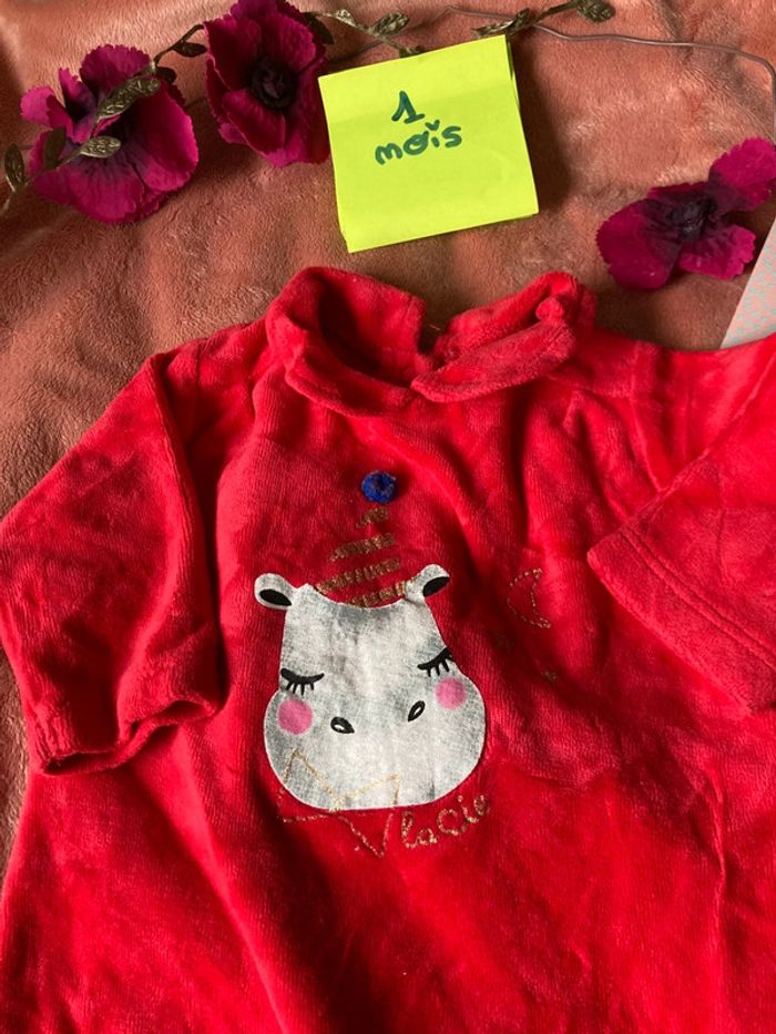 Pyjama velours rouge - 1 mois - photo numéro 2