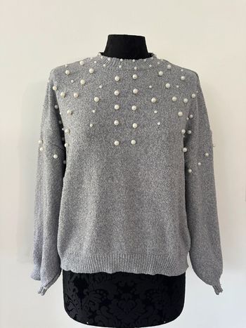 Pull gris à perles