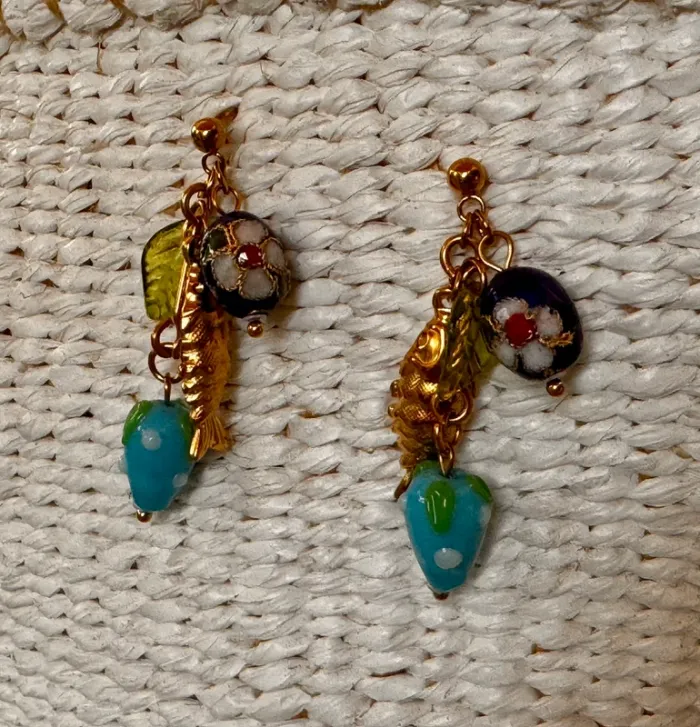 Boucles d’oreilles habaha Paris acier inoxydable or perles naturelles perles verres poisson - photo numéro 8