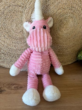 Neuf doudou licorne velours rose côtelé blanc venturelli Kelly