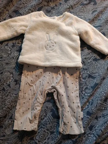 Pyjama lapin gris p'tit bisou 60cm