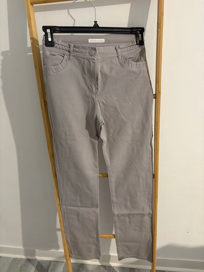 Pantalon/Jeans Armand Thiery Gris Clair/Taupe - T36 - Détails Tressés