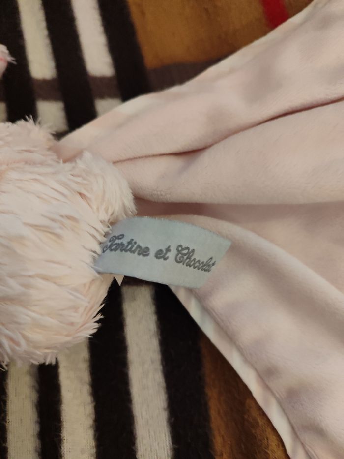 Doudou lapin rose tartine et chocolat - photo numéro 2