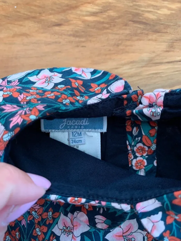 Robe fleuris Jacadi manches longues taille 12 mois - photo numéro 3