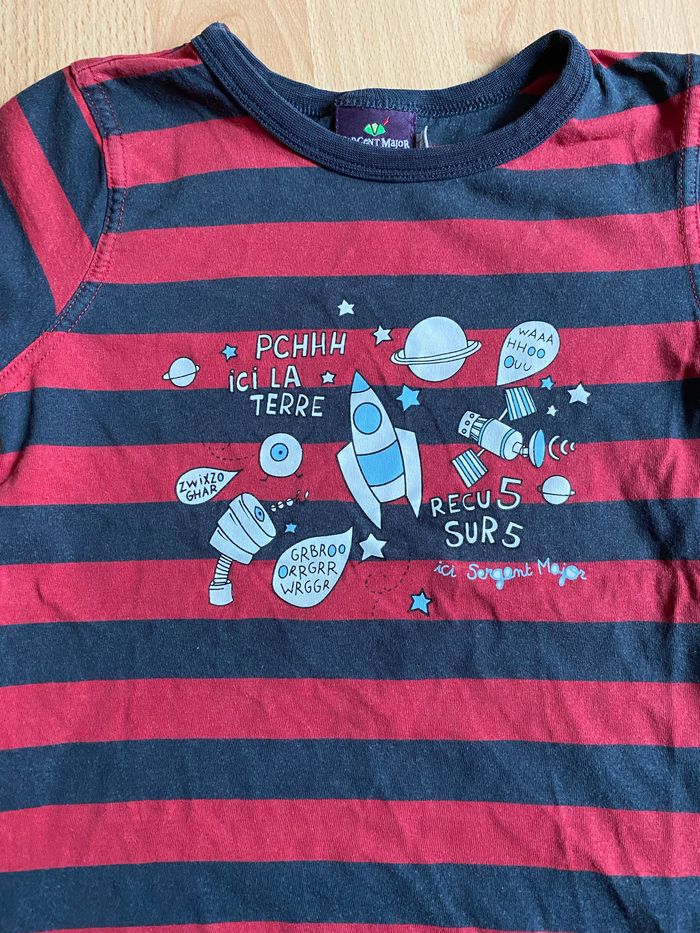 Beau T-shirt MC à rayures SERGENT MAJOR T. 5 ans/110 cm garçon TBE - photo numéro 3