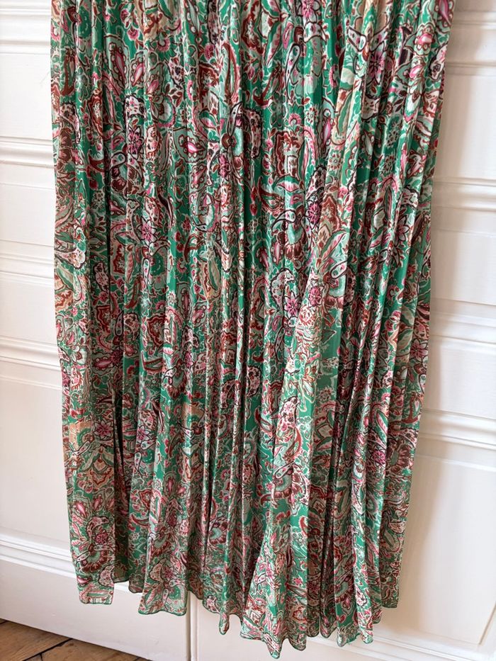 Jupe plissée verte à fleurs Sénés taille 38 - photo numéro 2