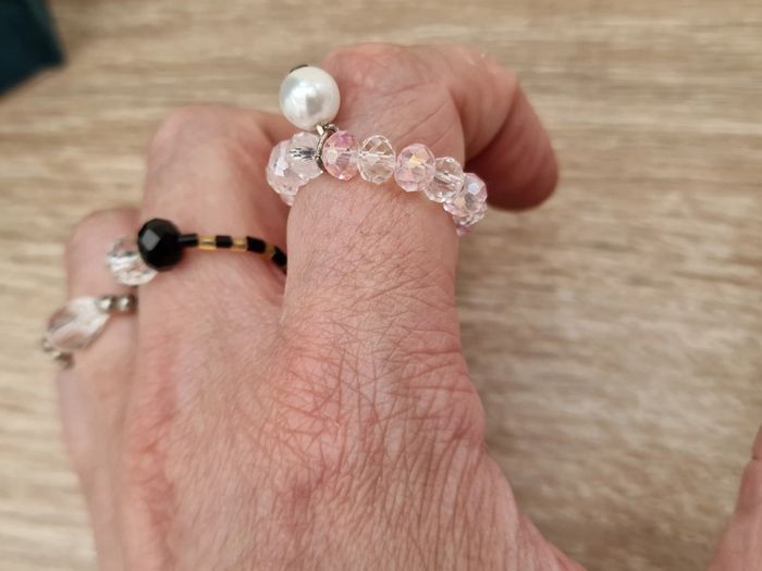 Lot De 3 Bagues Nylon Perles Cristal - photo numéro 4