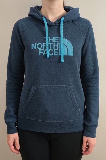 Sweat à capuche The North Face bleu marine logo turquoise taille M femme