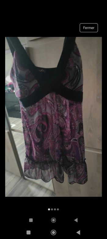 Débardeur en voile transparent violet / noir femme taille 1